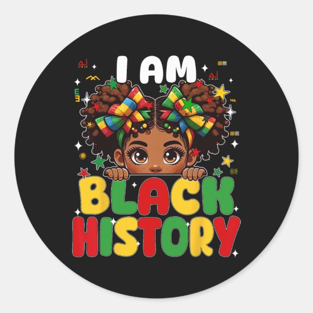 Adesivo Redondo Eu Sou Garota Coquete da História Negra Afro-Ameri (Frente)