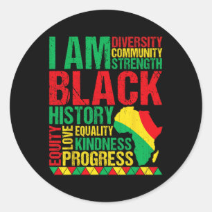 Adesivo Redondo Eu Sou História Negra História Negra Africana-Amer