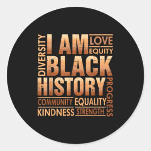 Adesivo Redondo Eu Sou História Negra Homens Afro-Americanos Menin