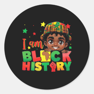 Adesivo Redondo Eu Sou História Negra Juneteenth Negro Melanina Me