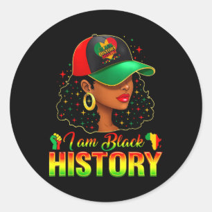 Adesivo Redondo Eu Sou História Negra Mulheres Afro-Americanas Gar