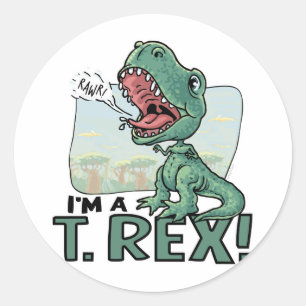Adesivo Redondo Eu sou ideias de um presente de T. Rex Dinossauro