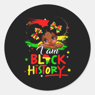 Adesivo Redondo Eu Sou Menina Afro História Negra Príncipe Pouca M