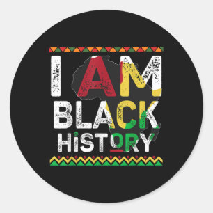 Adesivo Redondo Eu Sou Mês da História Negra Desenho Orgulho Afric