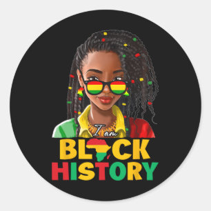 Adesivo Redondo Eu Sou Mês da História Negra Mulher Garota Afro Ne