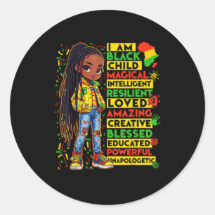 Adesivo Redondo Eu sou negra da história da criança mês africano a