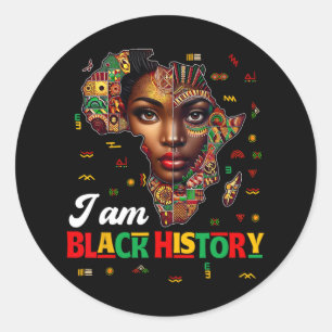 Adesivo Redondo Eu sou o Black History Month Map Africa Pride