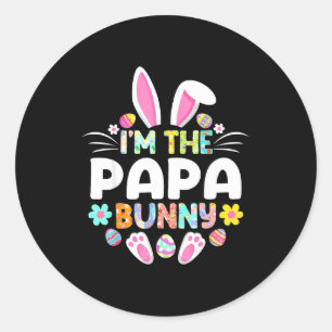 Adesivo Redondo Eu Sou o Coelho Papa Funny Easter Dia da Família C