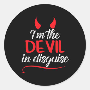 Adesivo Redondo Eu sou o diabo no salão do adorador de Satãs disfa