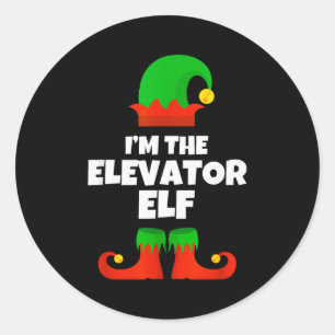 Adesivo Redondo Eu Sou O Elfo Do Elevador Família Pajama Natal Div