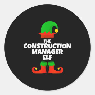 Adesivo Redondo Eu Sou O Gerente De Construção Elf Família Pijama 