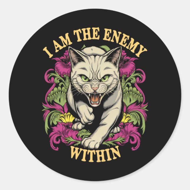 Adesivo Redondo Eu Sou O Inimigo Dentro De Harris Walz 2024 (Frente)