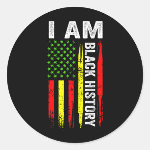 Adesivo Redondo Eu Sou O Mês Da História Negra Bandeira Afro-Ameri