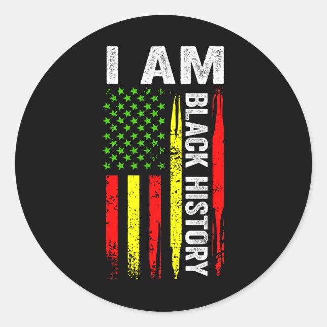 Adesivo Redondo Eu Sou O Mês Da História Negra Bandeira Afro-Ameri (Frente)