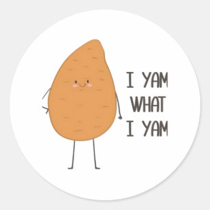 Adesivo Redondo Eu Sou O Que Eu Sou! Yam Vegetable Pun Incrível
