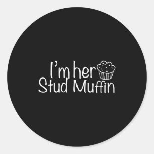 Adesivo Redondo Eu sou o seu Stud Muffin Aplicativo de Dia dos Nam