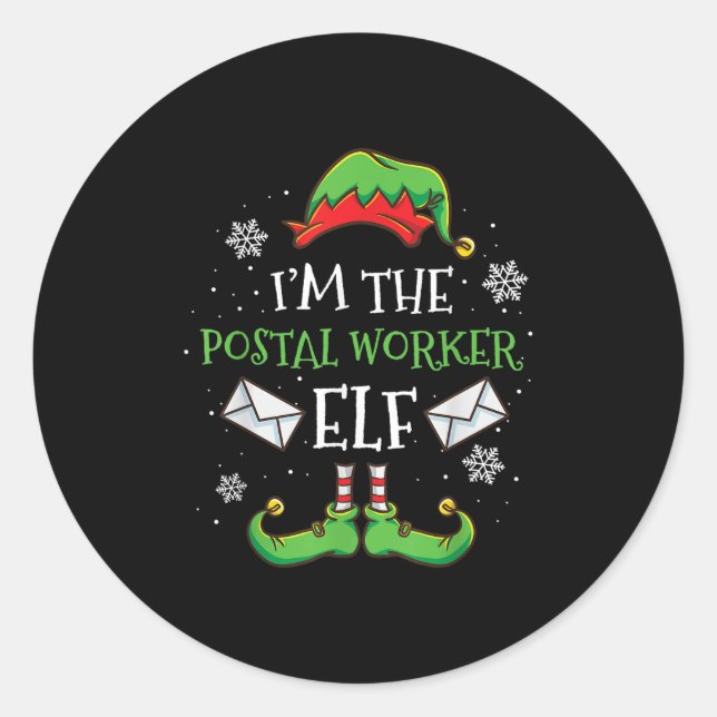 Adesivo Redondo Eu Sou O Stal Worker Elf Christmas (Frente)