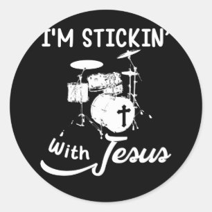 Adesivo Redondo Eu sou o Stickin Jesus Christian Drummer