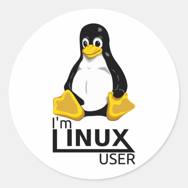 Adesivo Redondo Eu sou o usuário do Linux (Frente)