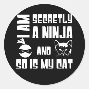 Adesivo Redondo Eu Sou Secretamente Um Ninja E O Meu Gato Também