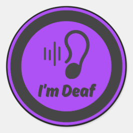 Adesivo Redondo Eu sou símbolo surdo - preto e roxo