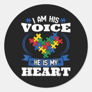 Adesivo Redondo Eu Sou Sua Voz Ele É Minha Consciência Do Autismo 
