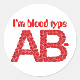Adesivo Redondo Eu sou tipo sanguíneo AB negativo
