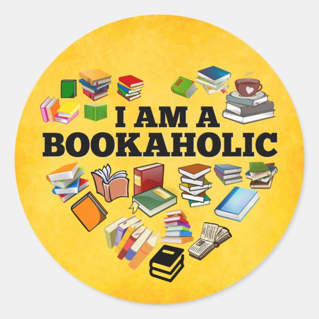 Adesivo Redondo Eu sou um bookaholic (Frente)