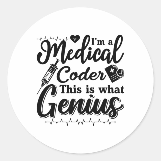 Adesivo Redondo Eu sou um Codificador Médico Este Genius Programme (Frente)
