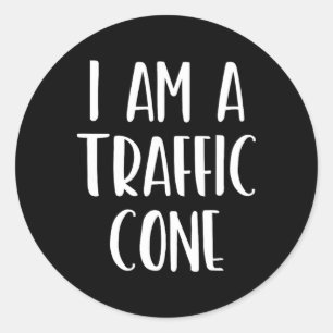 Adesivo Redondo Eu sou um Cone de Trânsito Halloween Eu sou uma fa