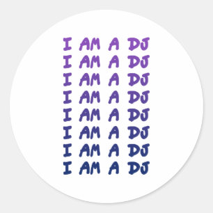 Adesivo Redondo Eu Sou Um DJ - Sintonizadores de música de disco