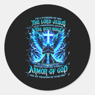 Adesivo Redondo Eu sou um guerreiro de Deus Armor de Deus Cristão