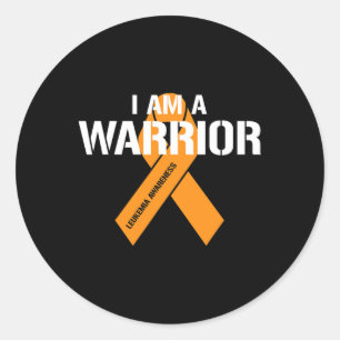 Adesivo Redondo Eu Sou Um Guerreiro Laranja Leucemia Sensibilizaçã