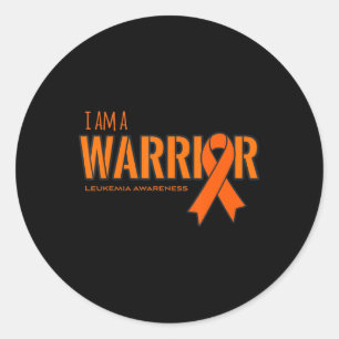 Adesivo Redondo Eu sou um guerreiro Leucemia Cancer Consciência