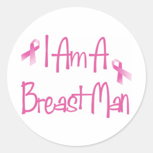 Adesivo Redondo Eu sou um homem do peito (a fita cor-de-rosa do