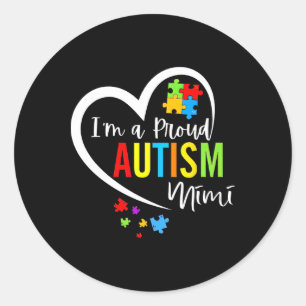Adesivo Redondo Eu sou um orgulhoso Autismo Mimi Autismo do Coraçã