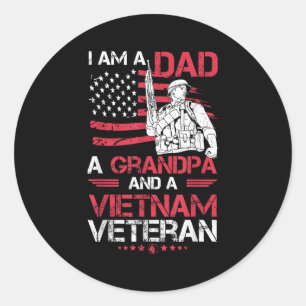 Adesivo Redondo Eu Sou Um Pai Um Avô E Um Veterano Vietnamita Lega