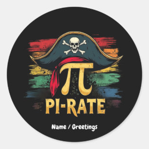 Adesivo Redondo Eu sou um pirata Pi Day Uma Engraçada Aventura Mat