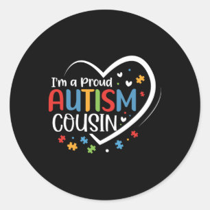 Adesivo Redondo Eu sou um primo orgulhoso Amar Autismo do Coração