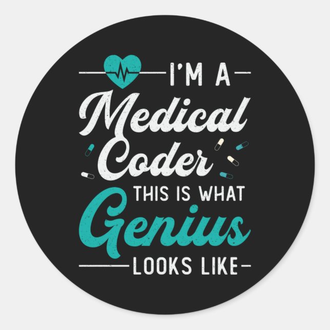 Adesivo Redondo Eu sou um programador de código médico com código  (Frente)