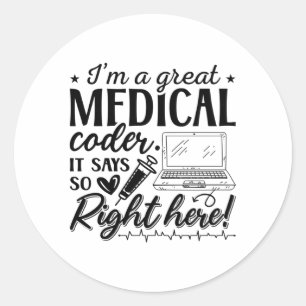 Adesivo Redondo Eu sou um programador de ICD com código médico Exc