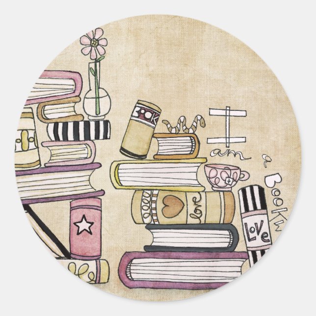 Adesivo Redondo eu sou um rato de biblioteca (Frente)