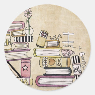 Adesivo Redondo eu sou um rato de biblioteca