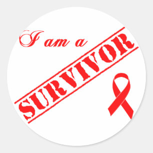 Adesivo Redondo Eu sou um sobrevivente - fita vermelha