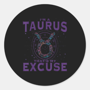 Adesivo Redondo Eu Sou Um Taurus Zodiac Sinal Gráfico Touro de Art