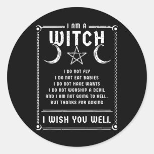 Adesivo Redondo Eu Sou Uma Bruxa Wicca Halloween Pagan Costume