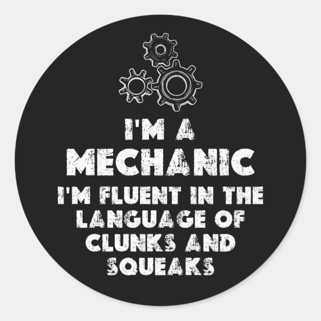 Adesivo Redondo Eu Sou Uma Engraçada Mecânica (Frente)