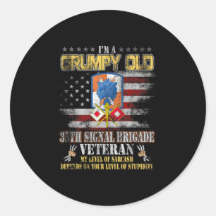 Adesivo Redondo Eu Sou Uma Velha E Grumpy Brigada Veteran Milita.