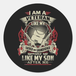 ADESIVO REDONDO EU SOU VETERANO CANADENSE COMO MEU PAI PERANTE MIM