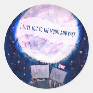 Adesivo Redondo Eu te amo à lua & aos robôs traseiros